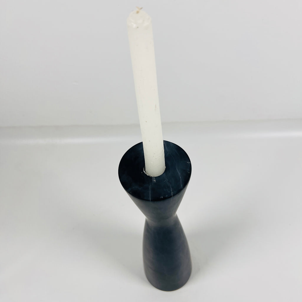 Long Funnel Black Marble Candle Stand (Small)