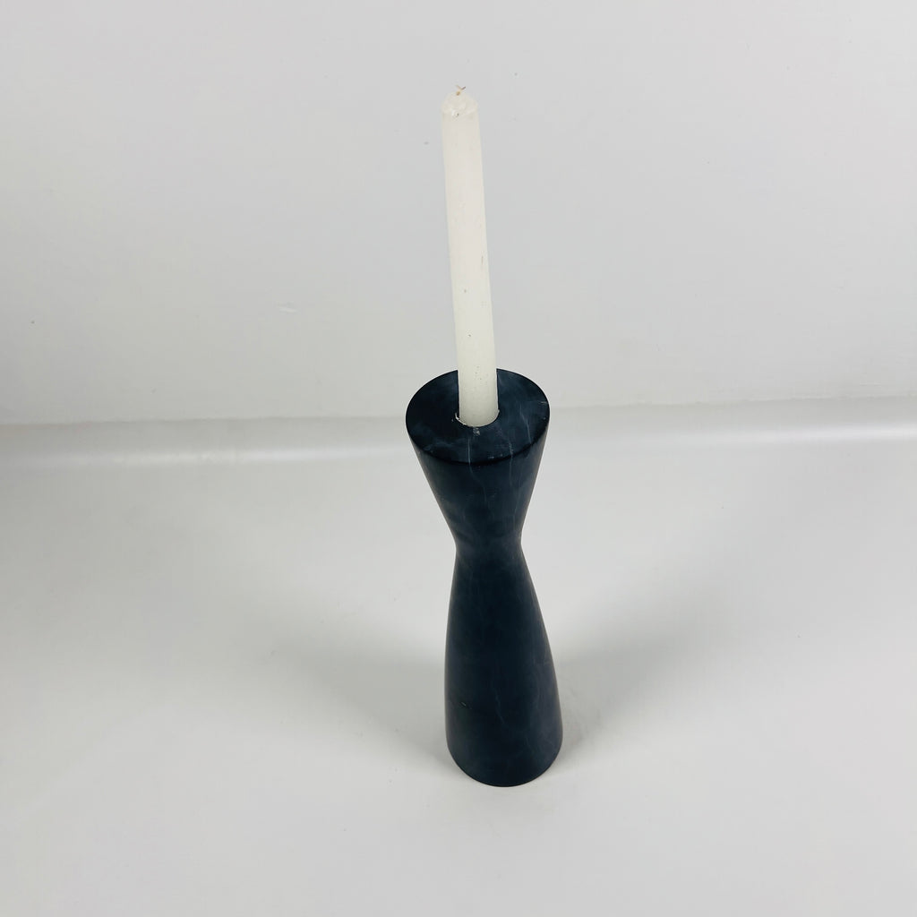 Long Funnel Black Marble Candle Stand (Small)