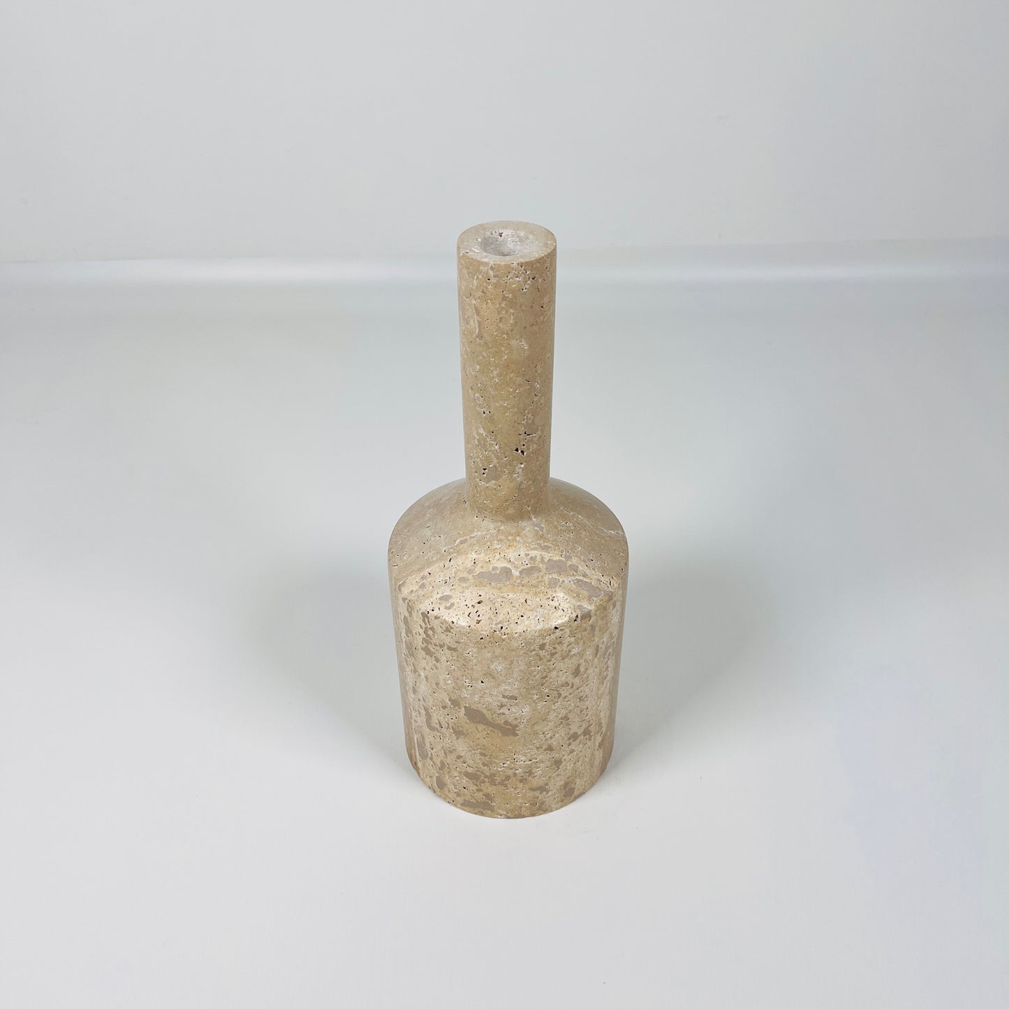 Tall-Neck Candle Stand - Travertine