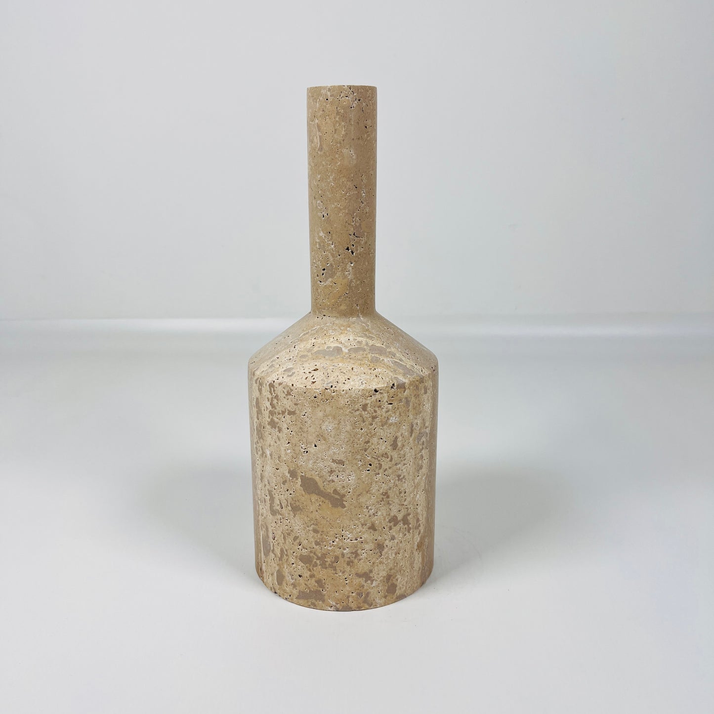 Tall-Neck Candle Stand - Travertine
