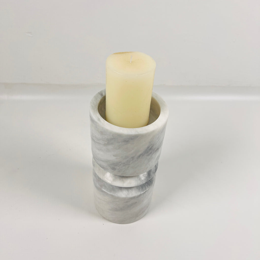 Grey Ring Marble Candle Stand