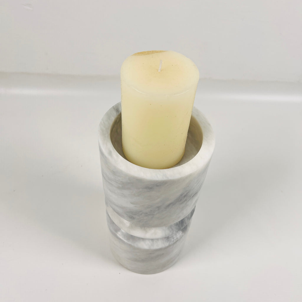 Grey Ring Marble Candle Stand