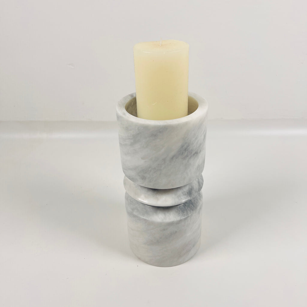 Grey Ring Marble Candle Stand