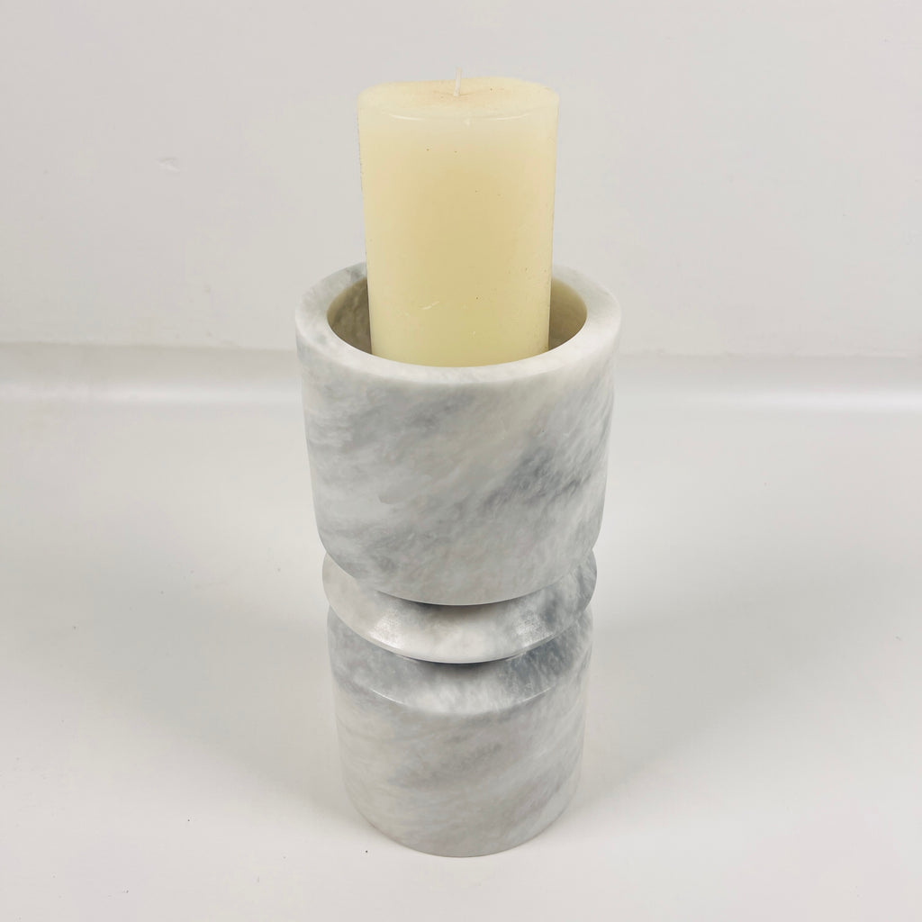 Grey Ring Marble Candle Stand