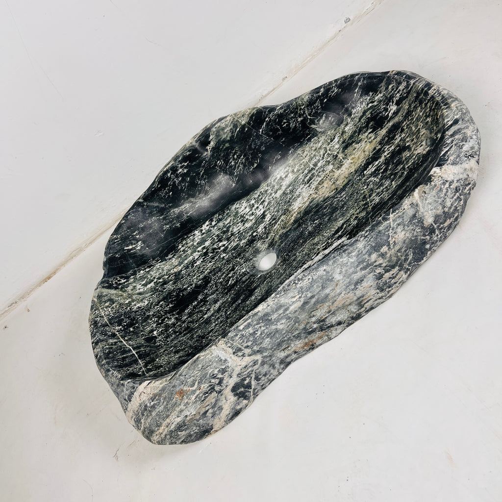 Line Marked River Stone Sink