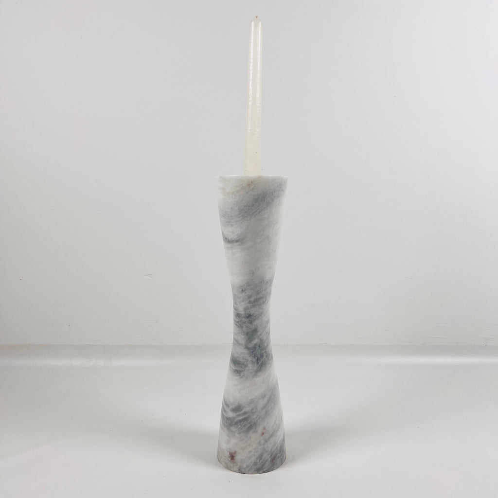 Hourglass Grey Marble Candle Stand