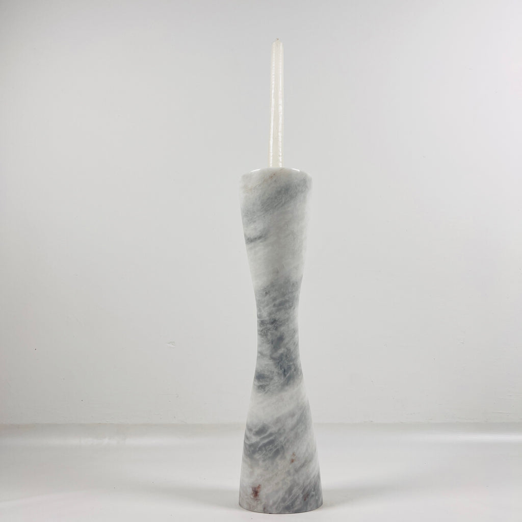 Hourglass Grey Marble Candle Stand