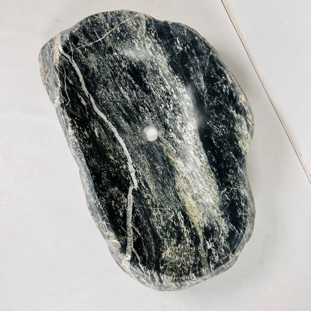 Line Marked River Stone Sink