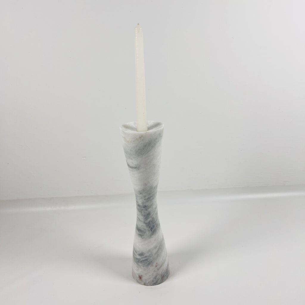 Hourglass Grey Marble Candle Stand