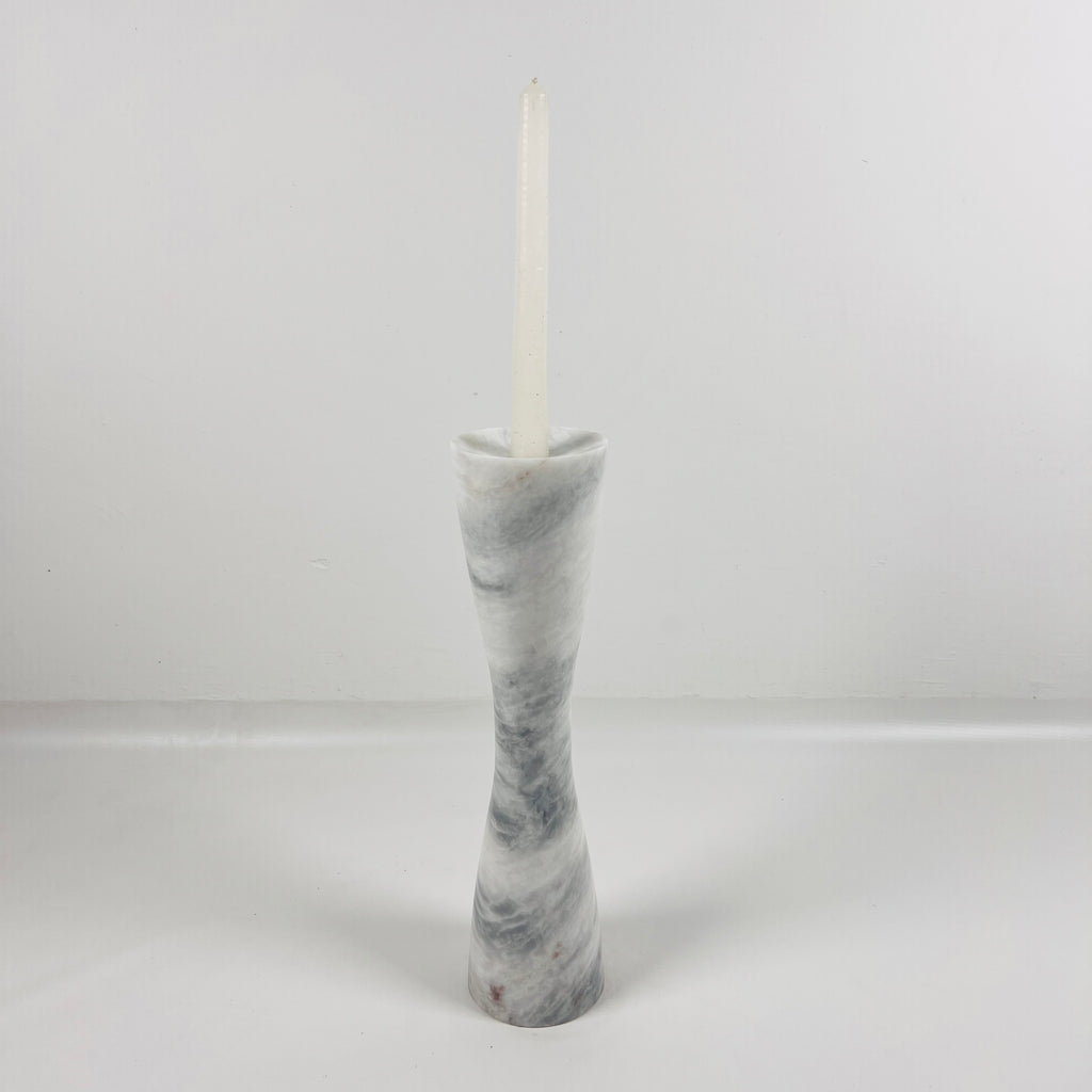 Hourglass Grey Marble Candle Stand