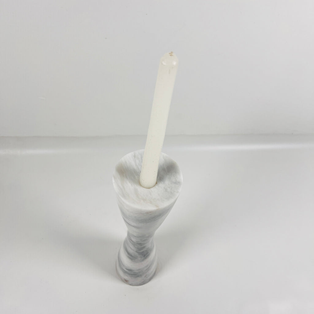 Hourglass Grey Marble Candle Stand