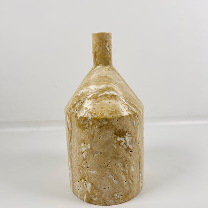 Wide Bottle Candle Stand - Travertine