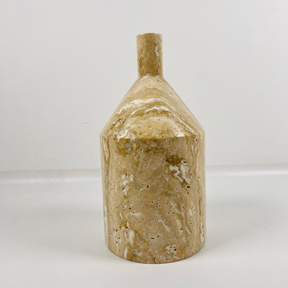 Wide Bottle Candle Stand - Travertine