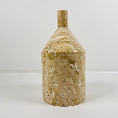 Wide Bottle Candle Stand - Travertine