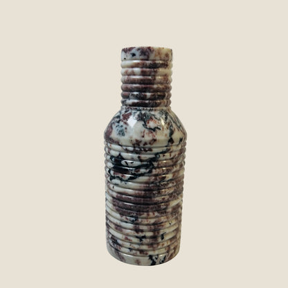 Grooved Marble Vase - Red & White