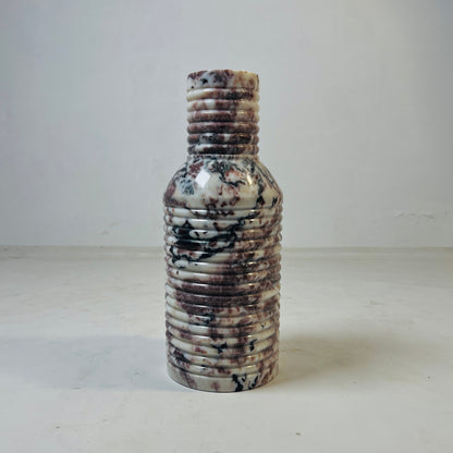 Grooved Marble Vase - Red & White