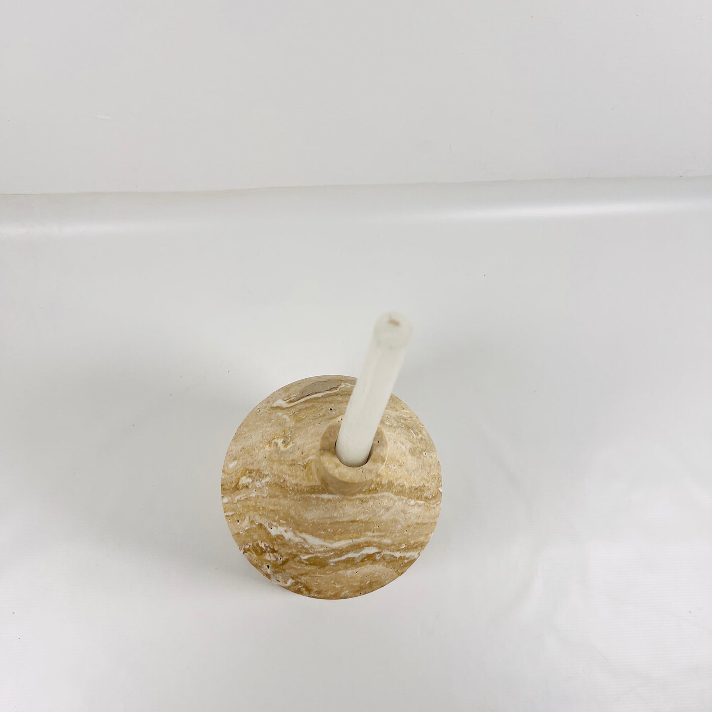 Wide Bottle Candle Stand - Travertine
