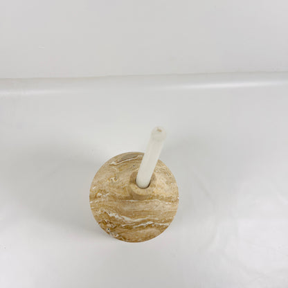 Wide Bottle Candle Stand - Travertine