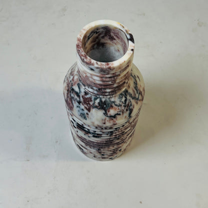 Grooved Marble Vase - Red & White
