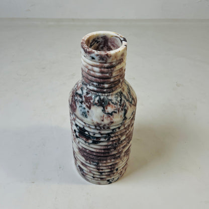 Grooved Marble Vase - Red & White