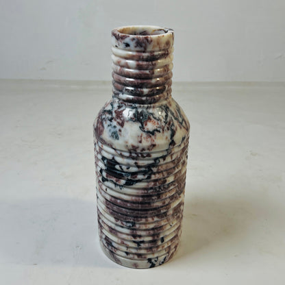 Grooved Marble Vase - Red & White