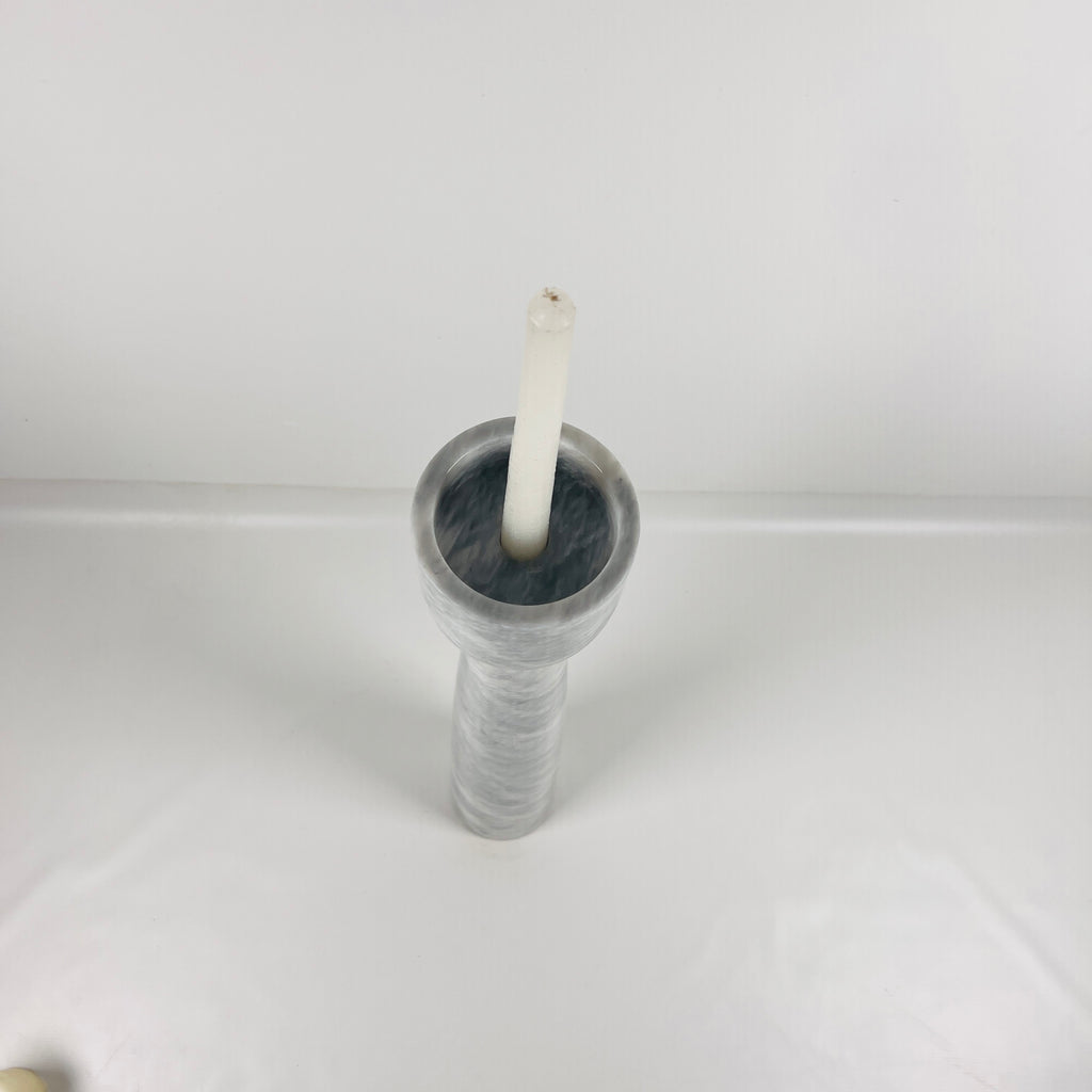 Cup Topped Grey Streaked Marble Candle Stand (Large)