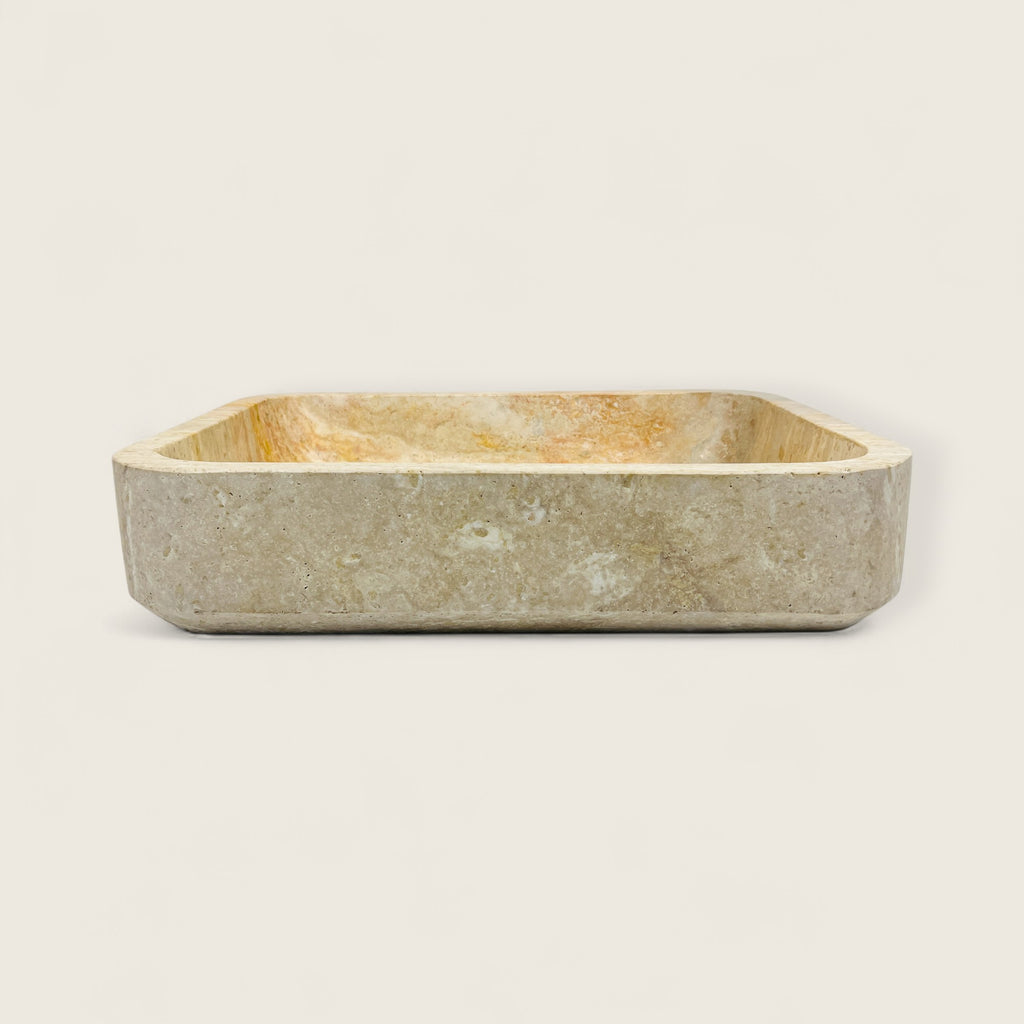 Raw Rectangle Grazed Travertine Sink