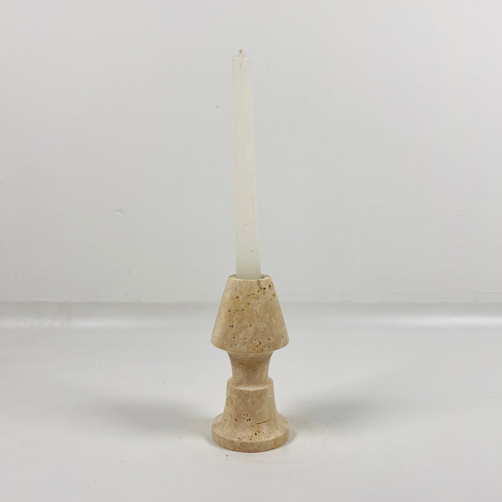 Cone Head Travertine Candle Stand