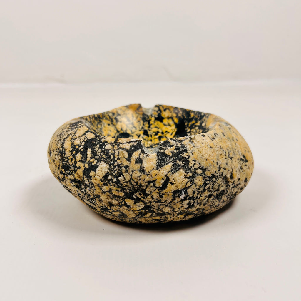 River Stone Yellow And Black Splashed Ash Tray