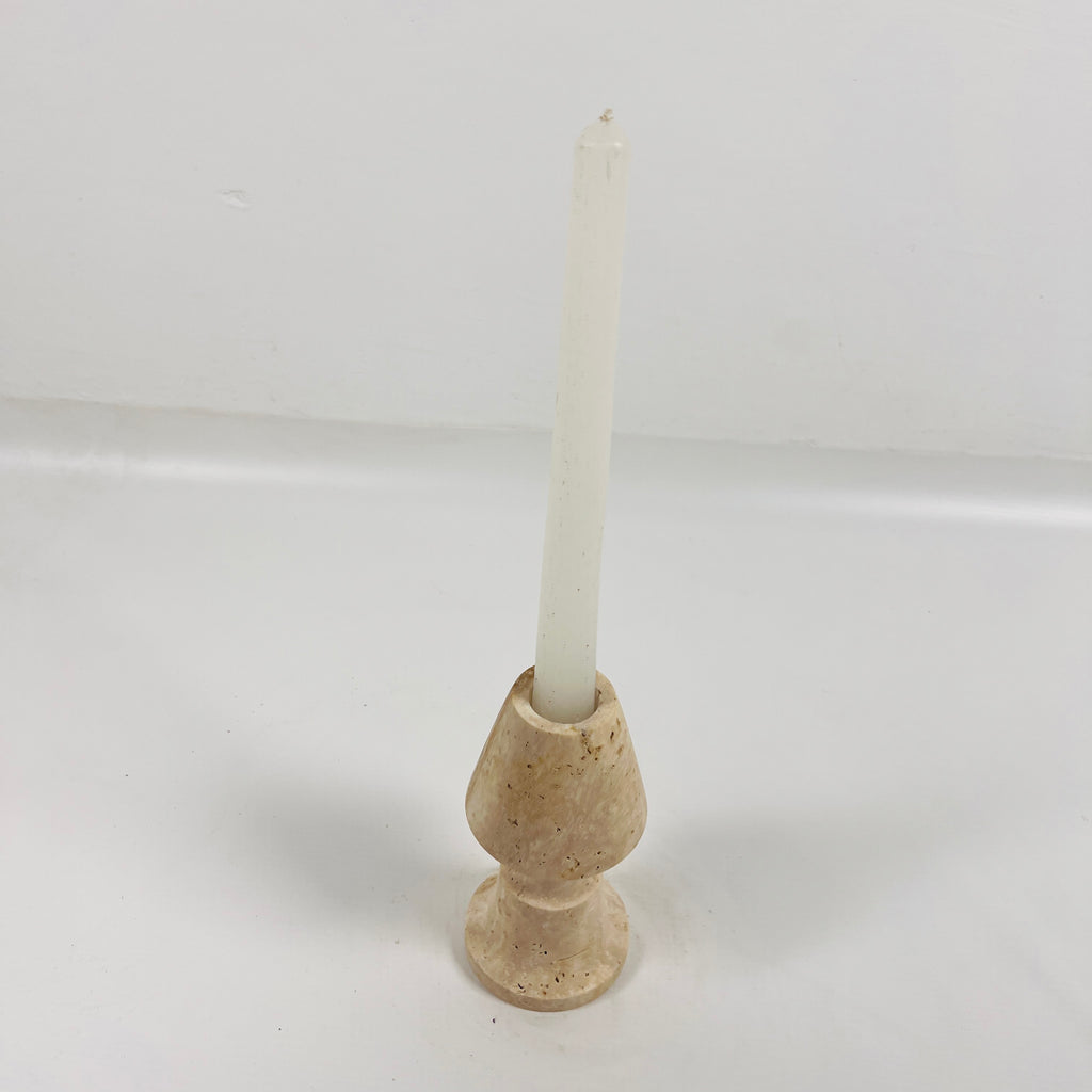 Cone Head Travertine Candle Stand