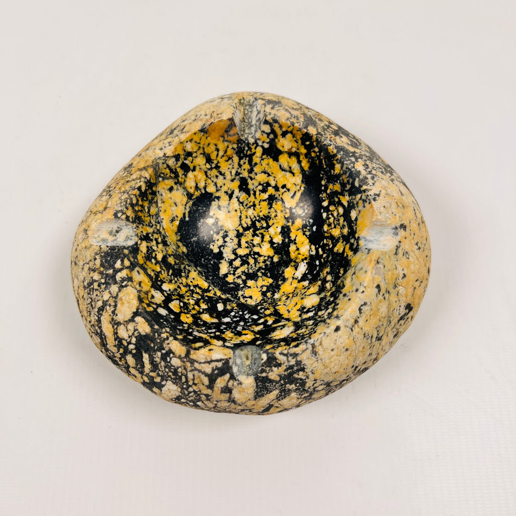 River Stone Yellow And Black Splashed Ash Tray