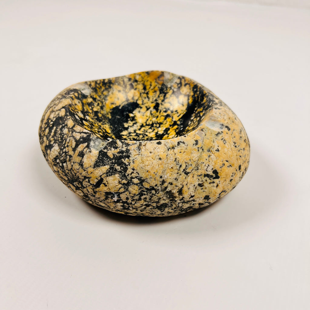 River Stone Yellow And Black Splashed Ash Tray