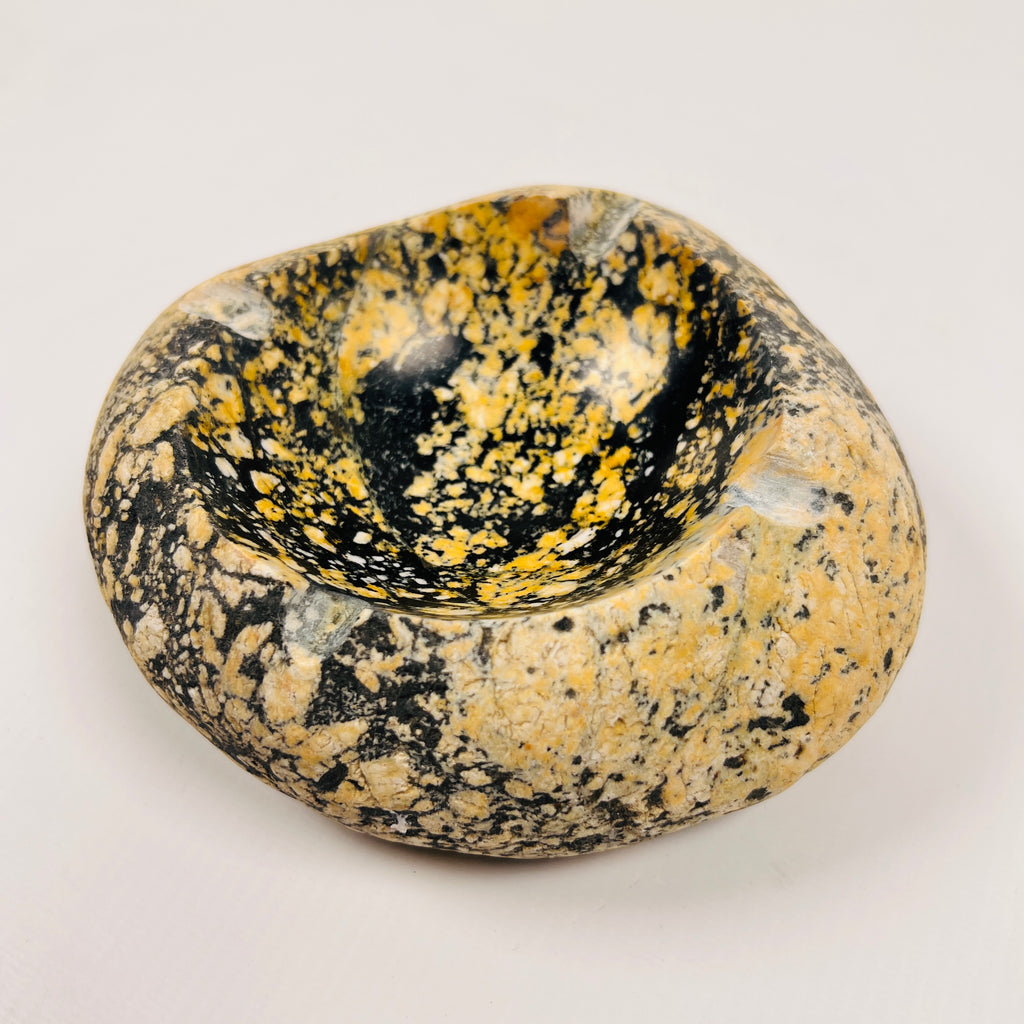 River Stone Yellow And Black Splashed Ash Tray