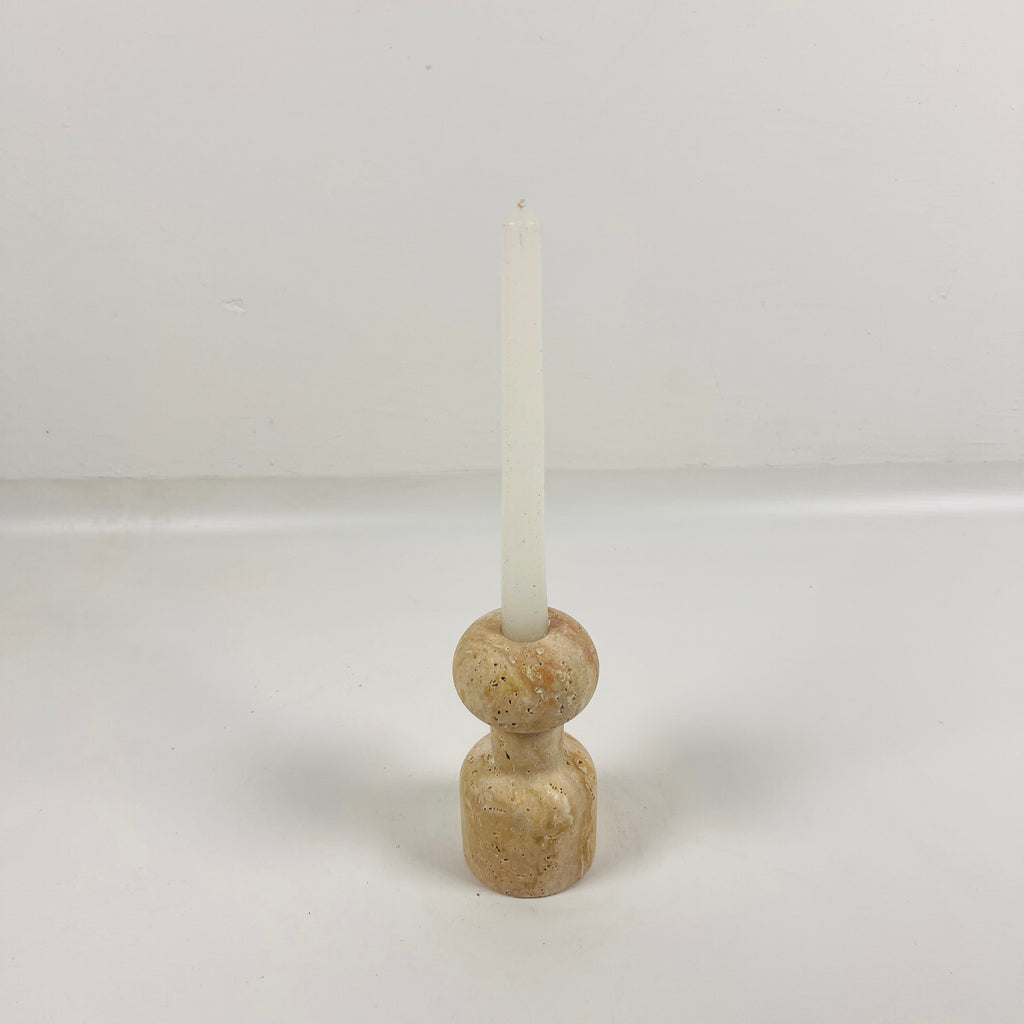 Dumbbell Travertine Candle Stand