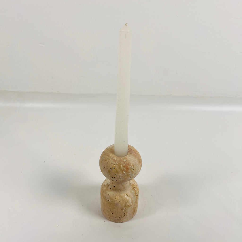 Dumbbell Travertine Candle Stand