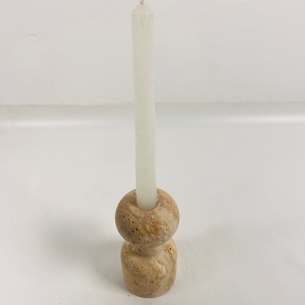 Dumbbell Travertine Candle Stand