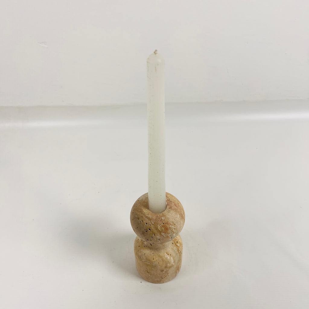 Dumbbell Travertine Candle Stand