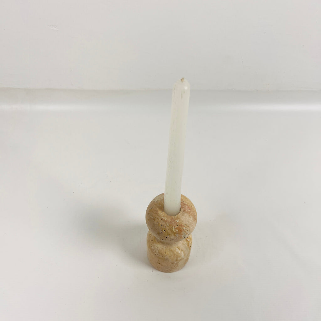 Dumbbell Travertine Candle Stand