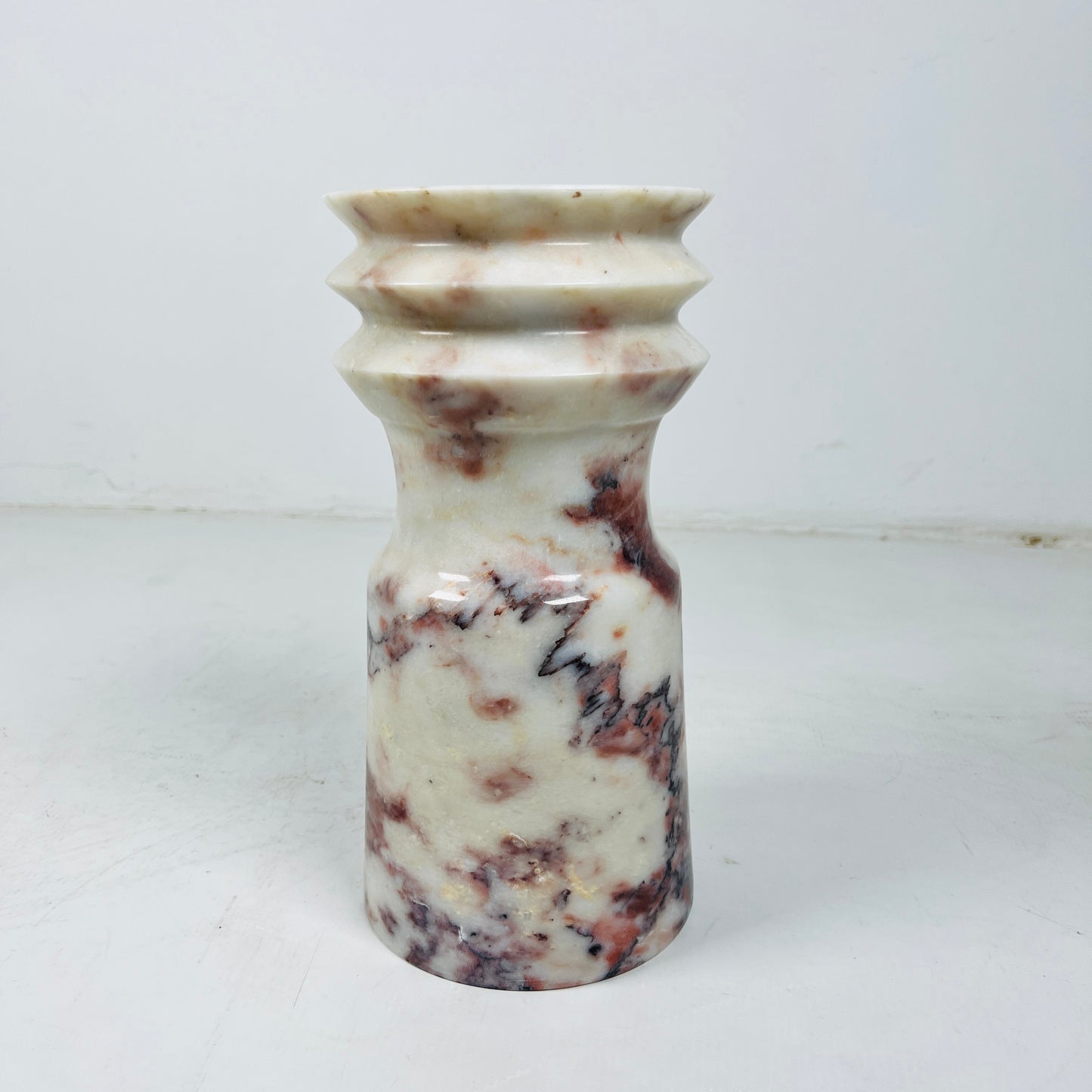 Ribbed Vase - Red & White