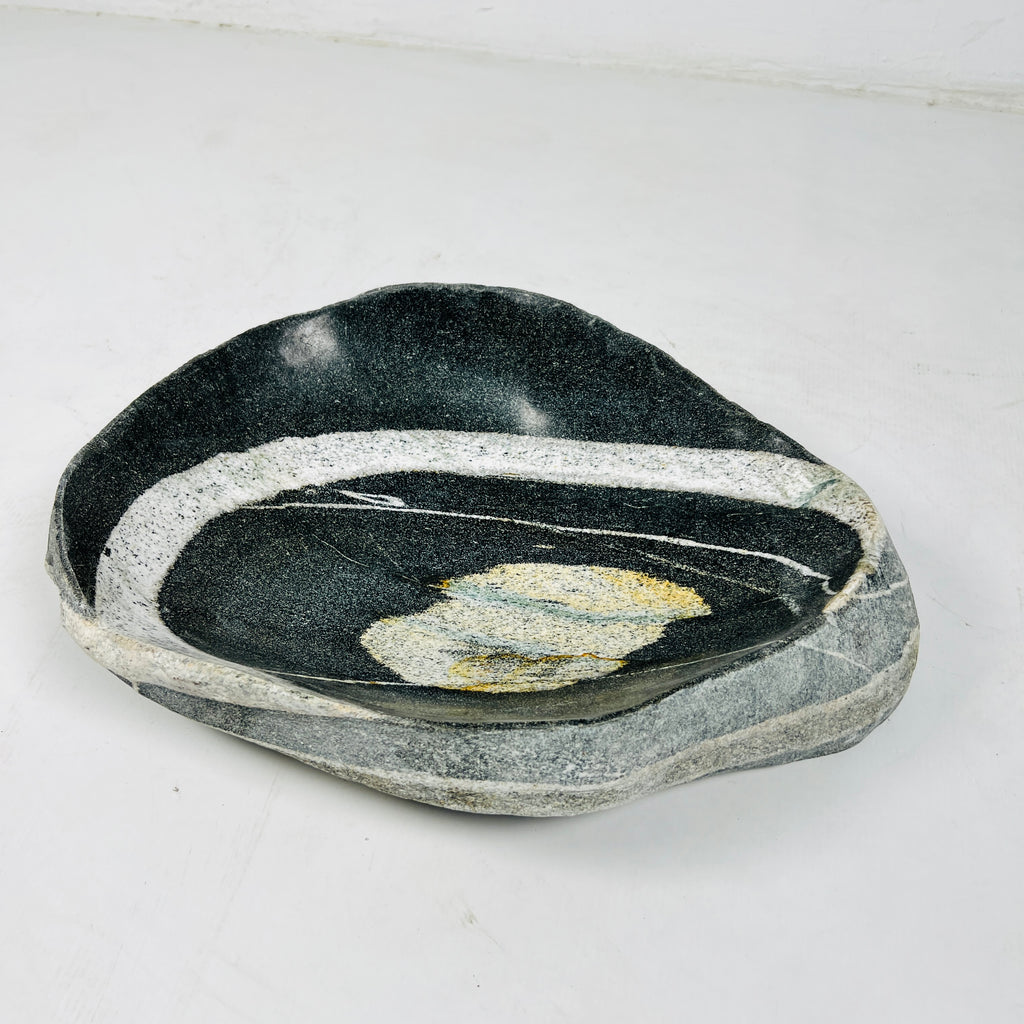 Black & White River Stone Bowl