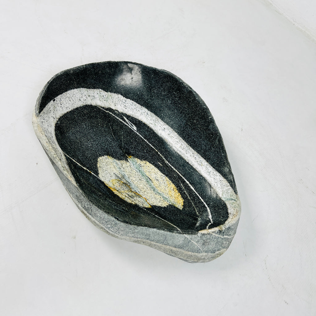 Black & White River Stone Bowl