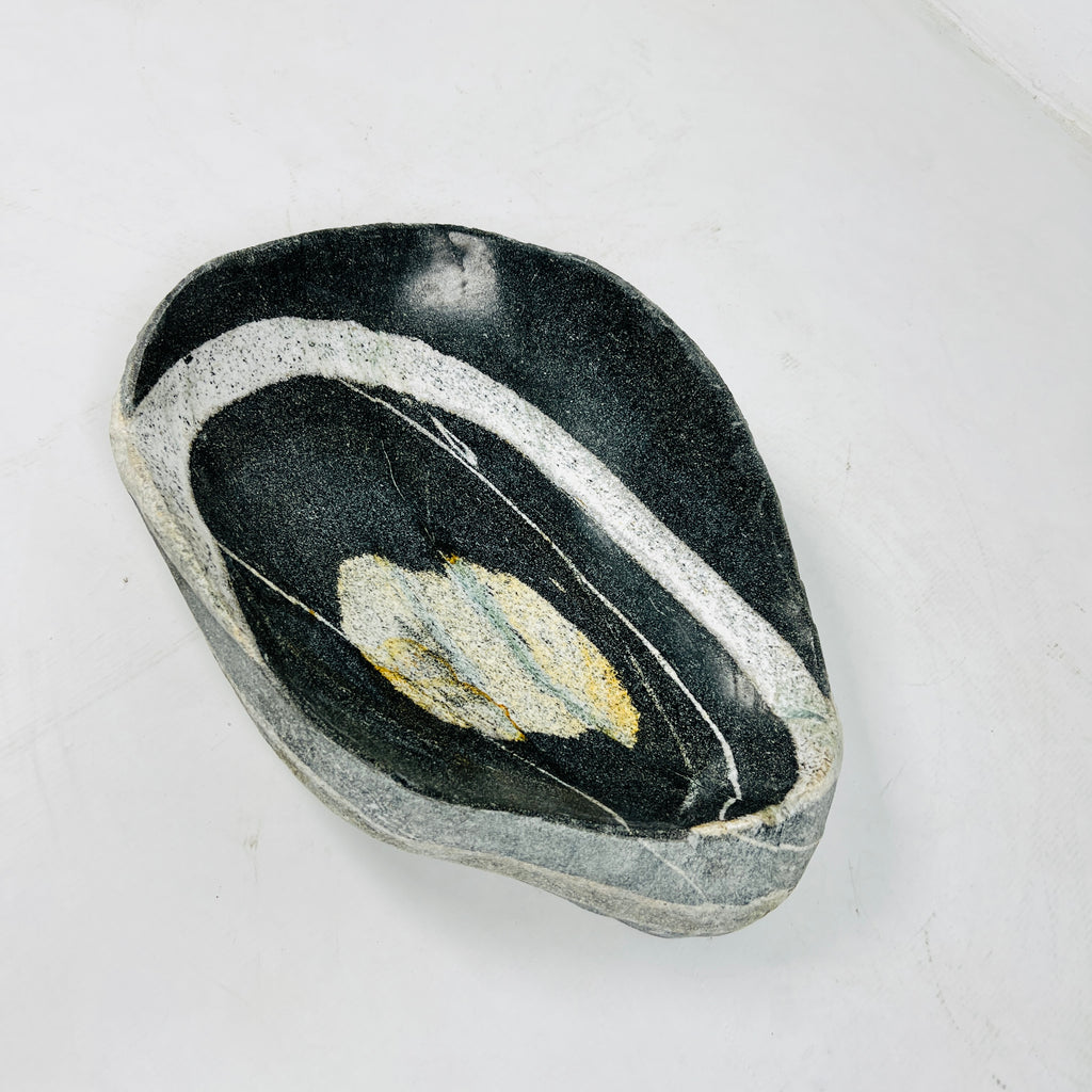 Black & White River Stone Bowl