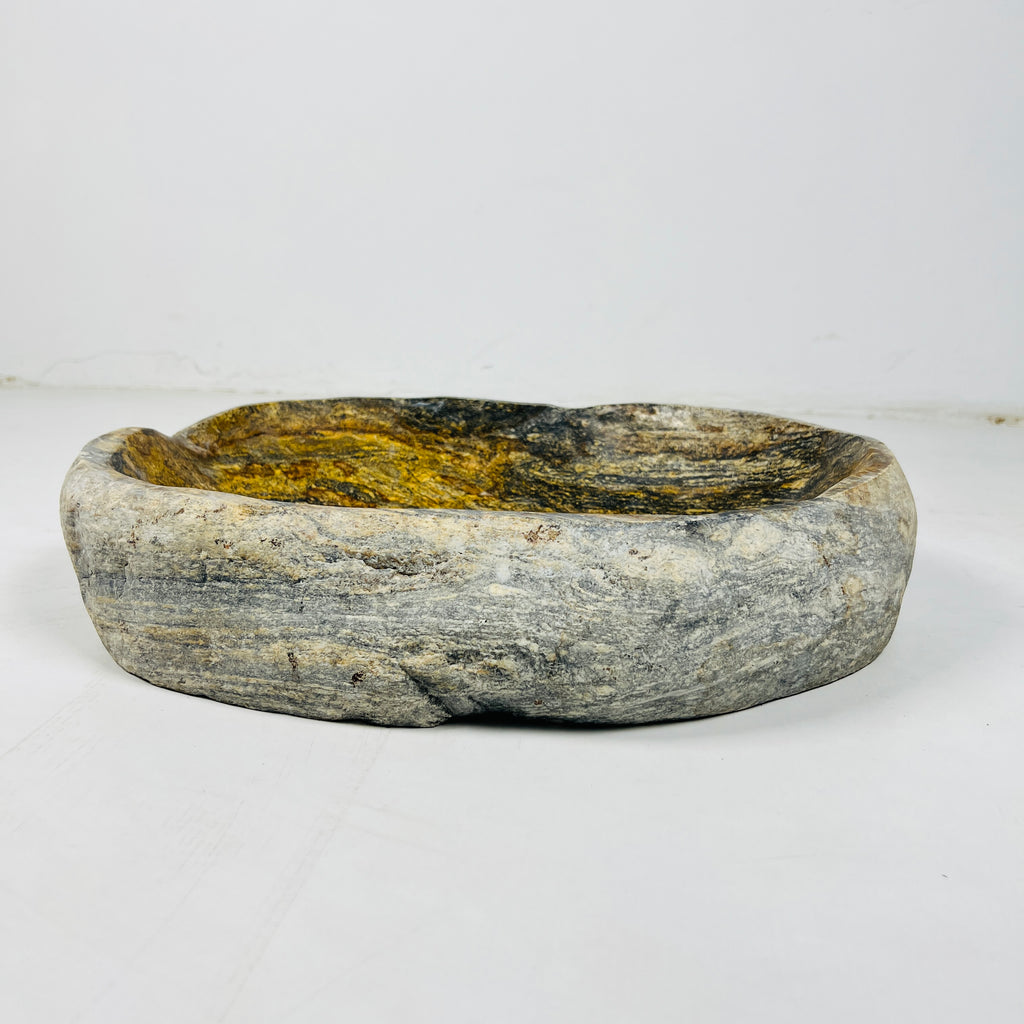 Golden Brushed River Stone Bowl