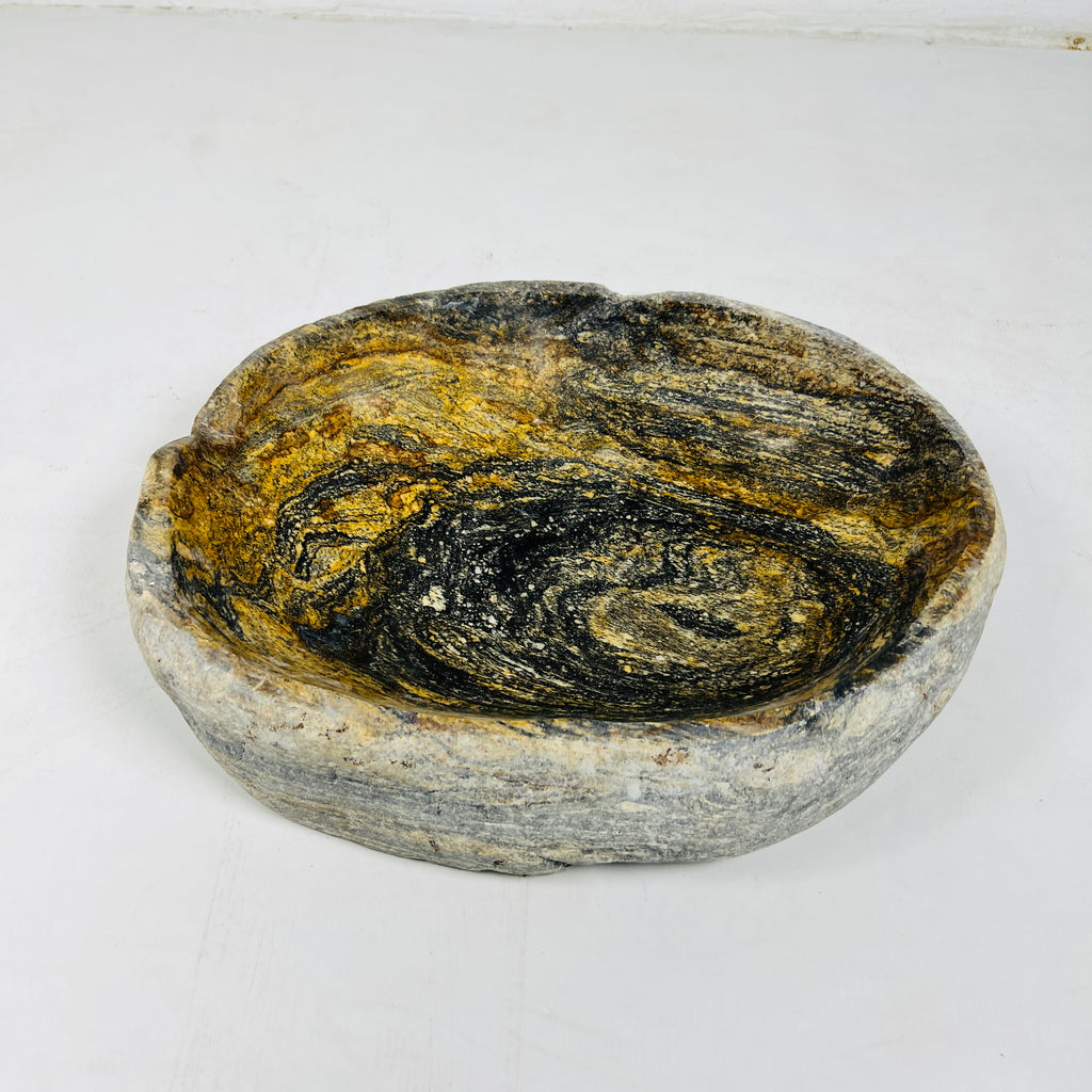 Golden Brushed River Stone Bowl