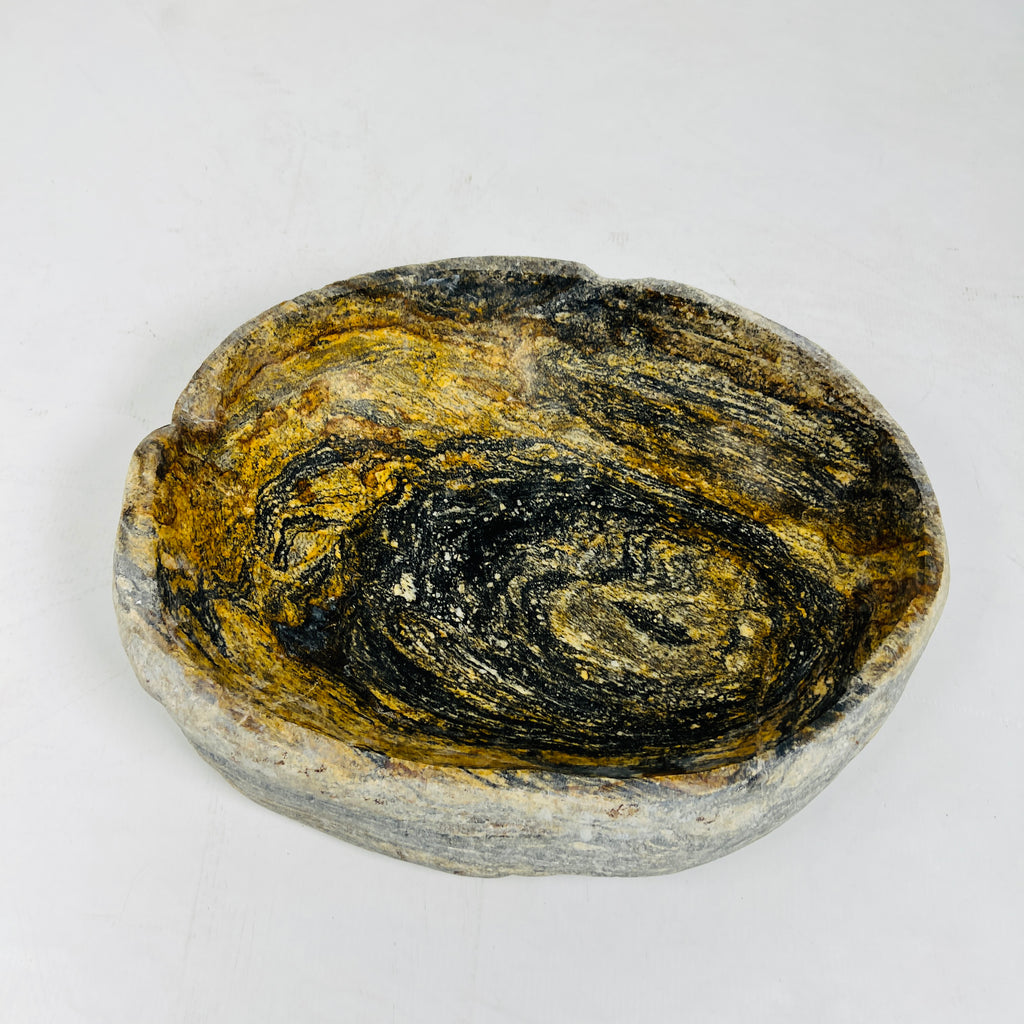 Golden Brushed River Stone Bowl