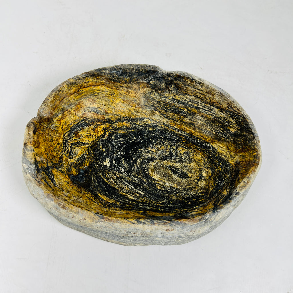 Golden Brushed River Stone Bowl