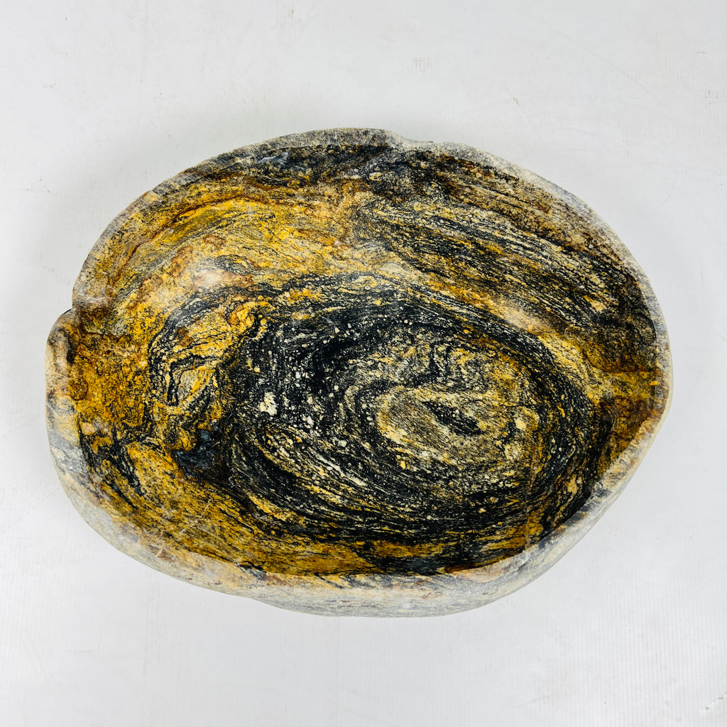 Golden Brushed River Stone Bowl