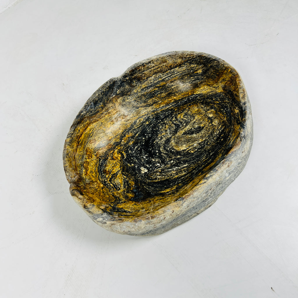 Golden Brushed River Stone Bowl