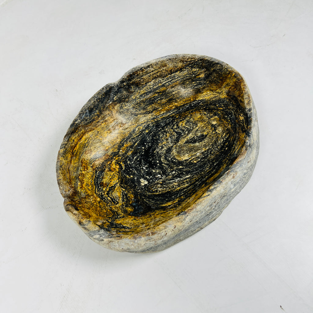 Golden Brushed River Stone Bowl