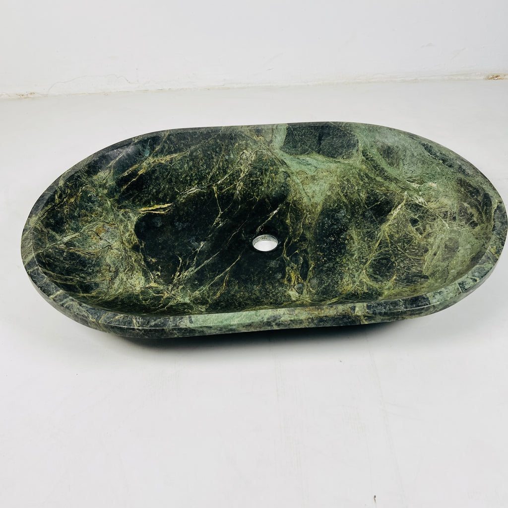 Oval Jungle Green Marble Sink